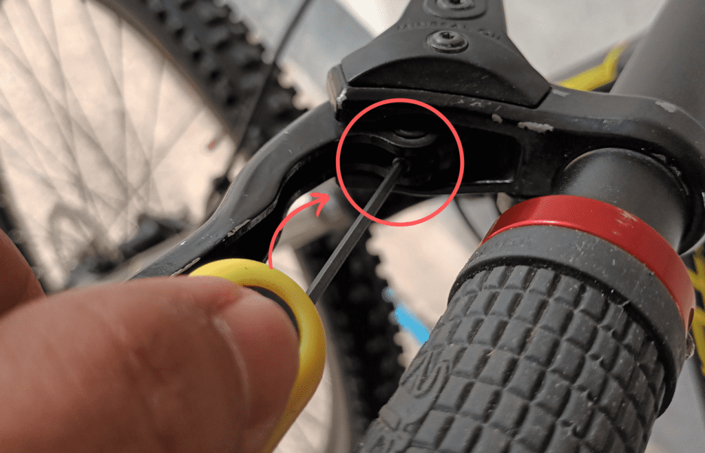 tighten the brake lever along with the caliper bolts.
