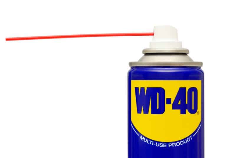 WD-40 Lubricant in a Spray Can against a White Background